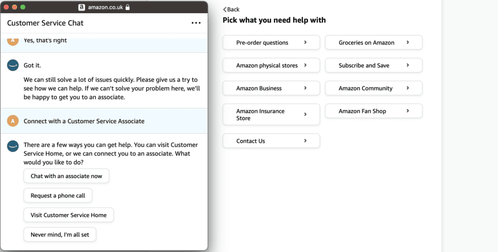 Amazon customer service phone number